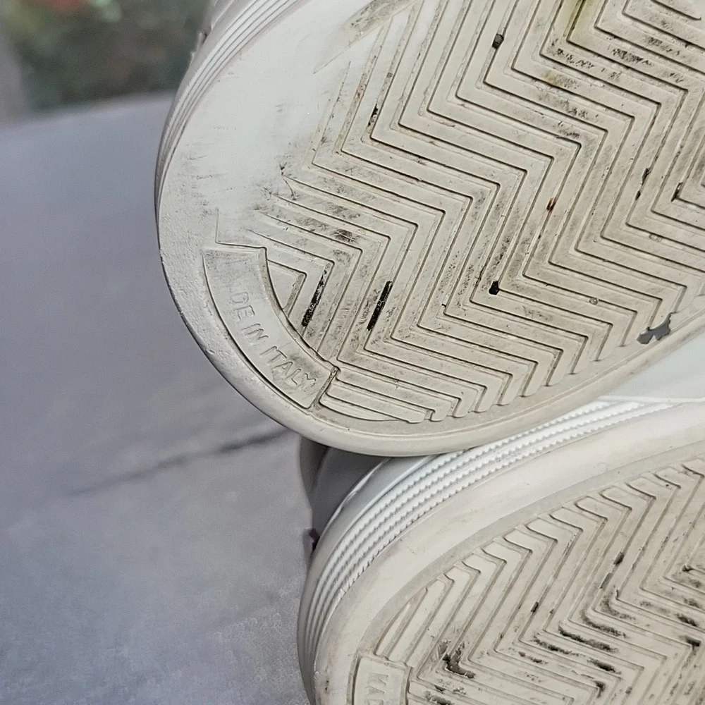 Chanel 21P Calfskin Leather White Low-top Sneakers Trainers Sz:35.5 Pink Spatter - Picture 11 of 15